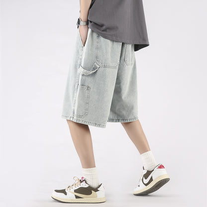 Men's Casual Loose Fit Large Size Denim Shorts
