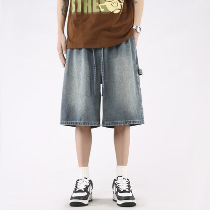 Men's Casual Loose Fit Large Size Denim Shorts